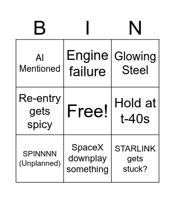 STARSHIP Bingo Card