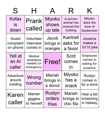 Admin BINGO Card