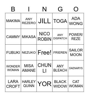 COMIC CON Bingo Card