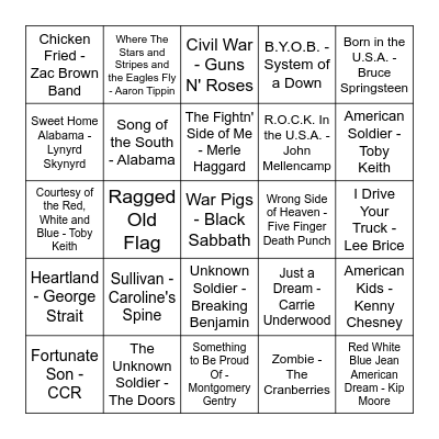 Memorial Day Bingo Card