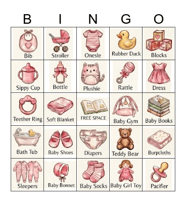 Baby Bingo Game Bingo Card