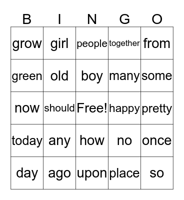 Quarter 3 Sight Words Bingo Card
