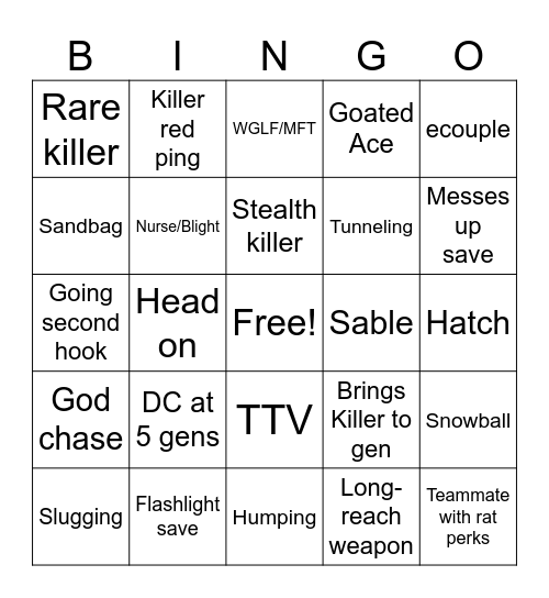 DBD soloq bingo Card