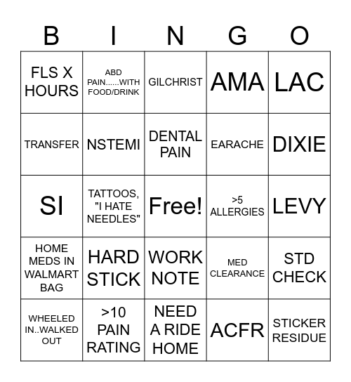 FSED Bingo Card