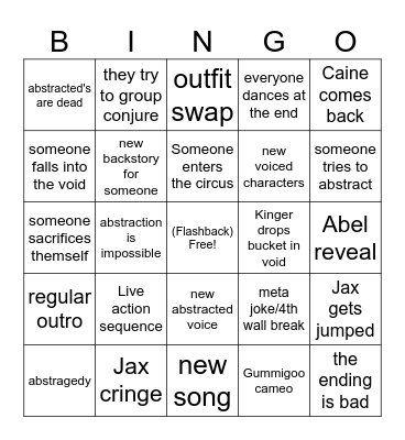 TADC: The Last Act Bingo Card