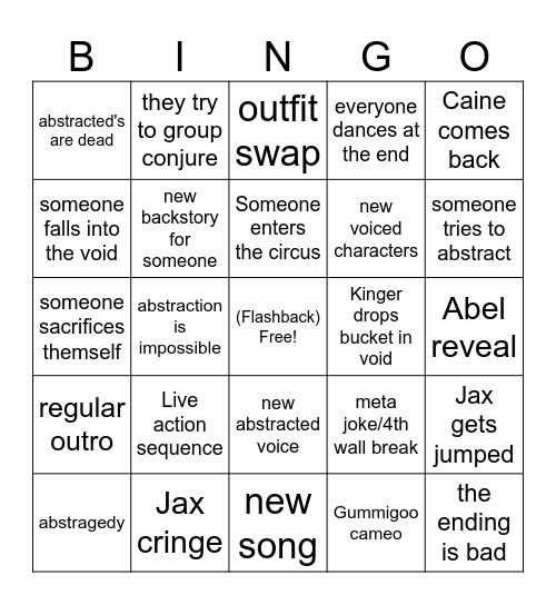 TADC: The Last Act Bingo Card