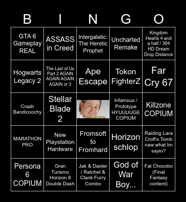 Playstation State of Play 2026 Bingo Card