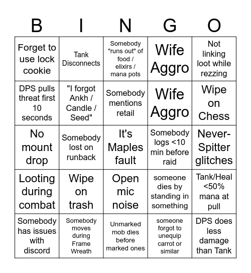 Karazhan Bingo Card