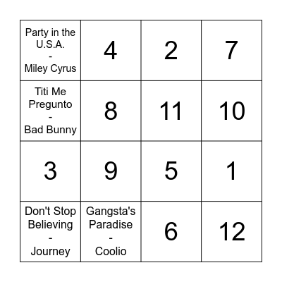Golden Hour Bingo Card