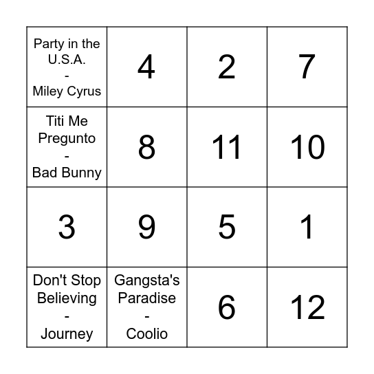 Golden Hour Bingo Card