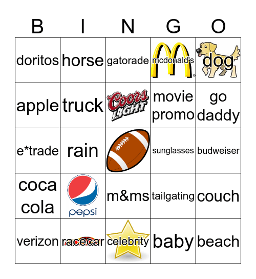 SUPERBOWL COMMERCIAL Bingo Card