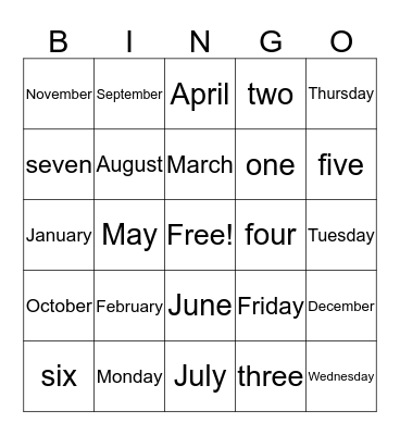 Math Bingo Card