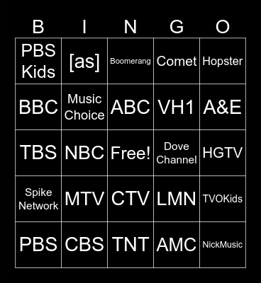 Channels Bingo Card