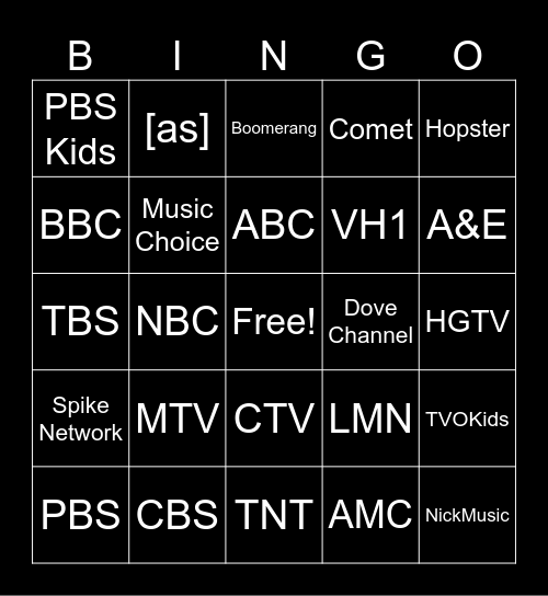 Channels Bingo Card