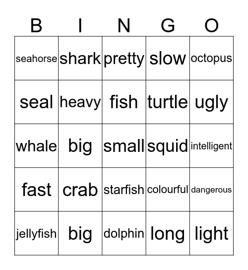 Under the Sea Bingo Card