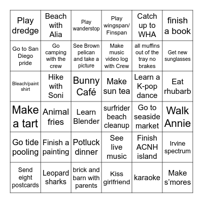 Summer 2026 Bingo Card