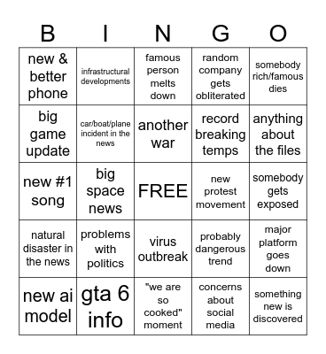 SUMMER 2026 BINGO Card