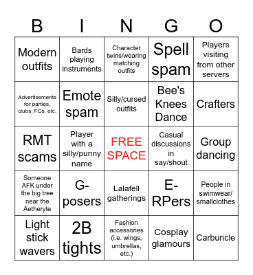 As Seen in Limsa Lominsa Bingo Card