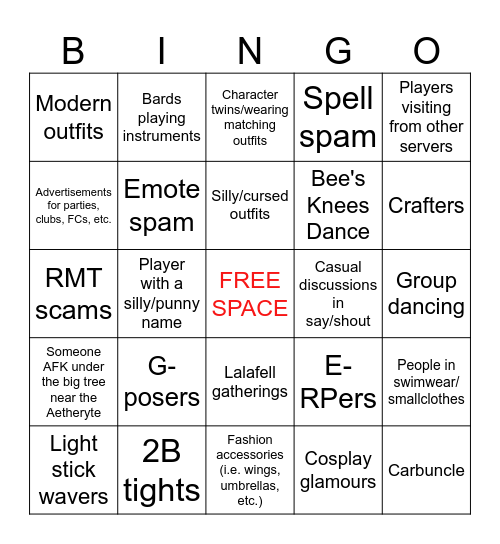 As Seen in Limsa Lominsa Bingo Card