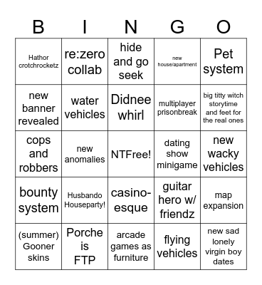 1.1 (live)stream Bingo Card