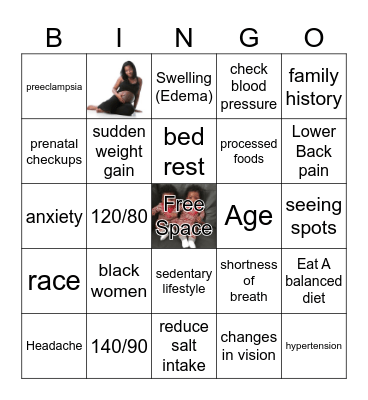 Pregnancy Hypertension Bingo Card