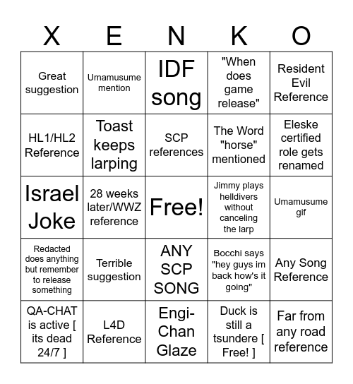 Protocol 9 Bingo Card