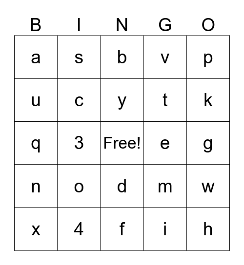 Test Bingo Card