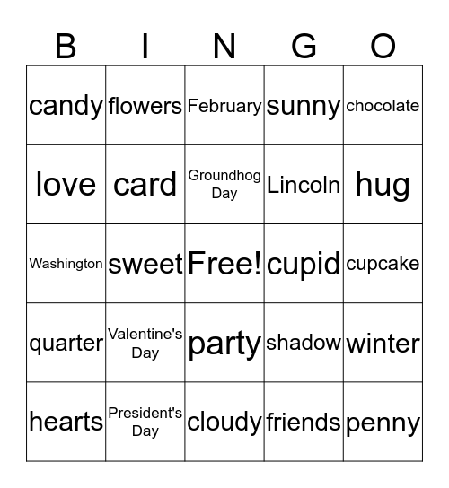 February Bingo Card