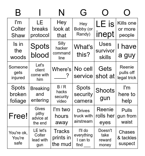 Tracker TV Bingo Card