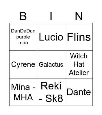 Saturday Bingo Card
