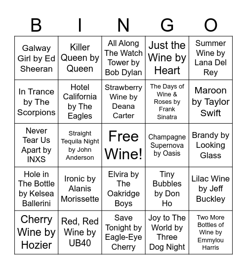 You Had Me At Merlot Bingo Card