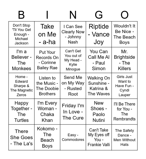 Easy Weekend Bingo Card