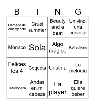 Bingo musical Bingo Card