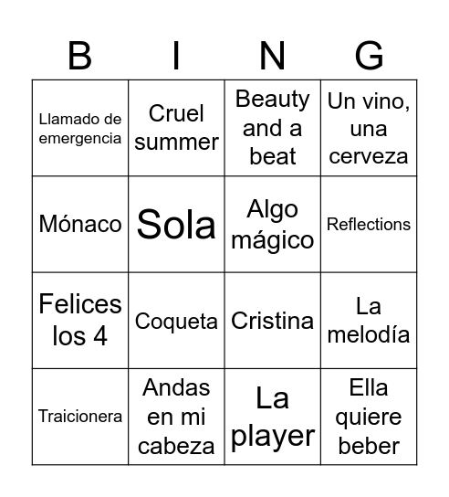 Bingo musical Bingo Card