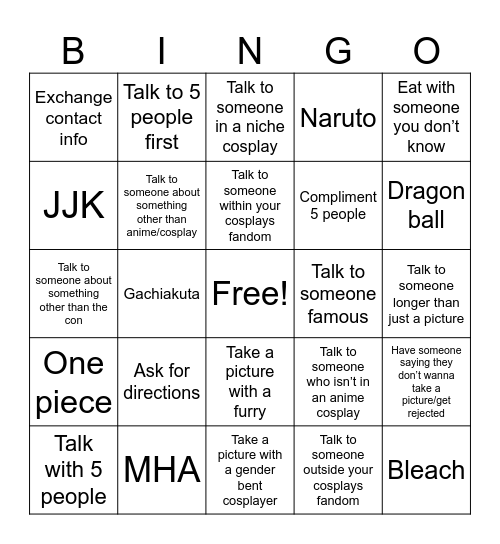 Con Bingo Card
