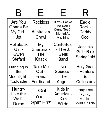 Dancin' and Singin' Bingo Card
