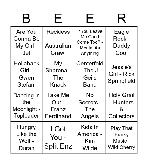 Dancin' and Singin' Bingo Card