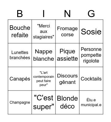 Vernissage Bingo Card