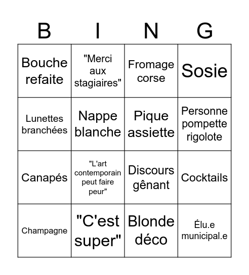 Vernissage Bingo Card