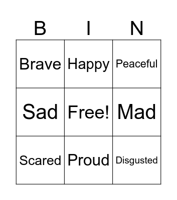 Feelings Bingo Card
