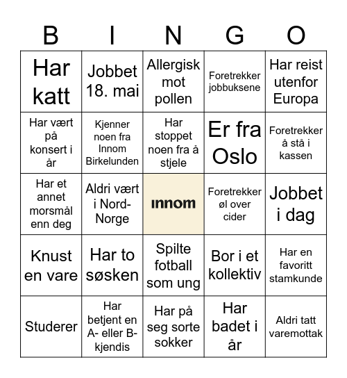 Sommer med Innom!<3 Bingo Card