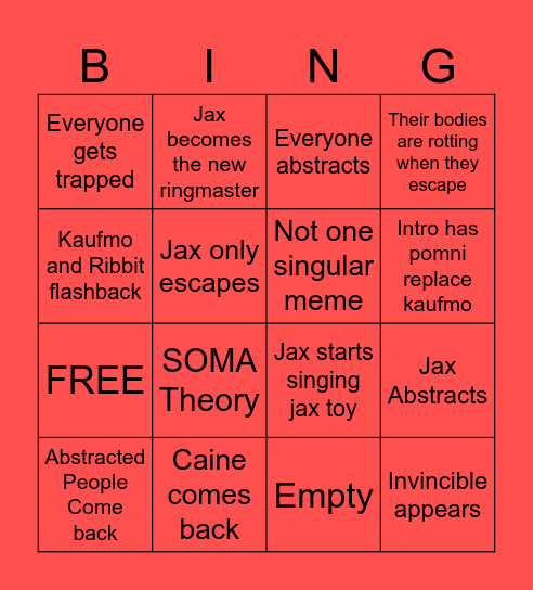 TADC EP9 BINGO CARD Bingo Card