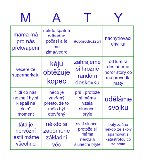 MYSTERIÓZNÍ VÝLET Bingo Card