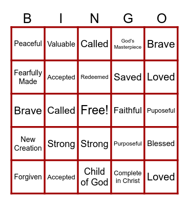 I AM... Bingo Card