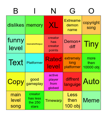 Gd Bingo Card