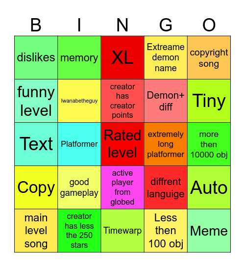 Gd Bingo Card