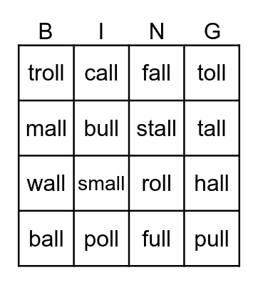 UFLI Lesson 43 Bingo Card