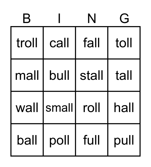 UFLI Lesson 43 Bingo Card