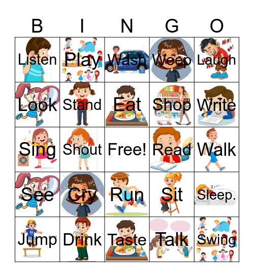 VERBS Bingo Card