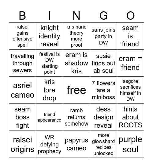 deltarune chapter 5 Bingo Card